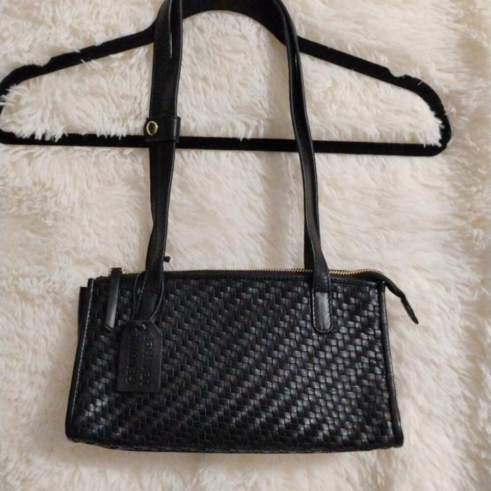 Black Leather Shoulder Bag Unbranded NWOT
